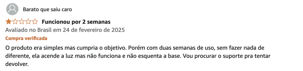 review negativo